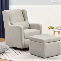 Adrian Swivel Glider With Storage Ottoman
