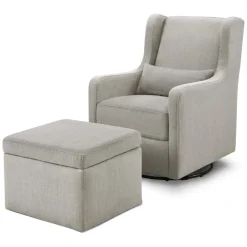 Adrian Swivel Glider With Storage Ottoman
