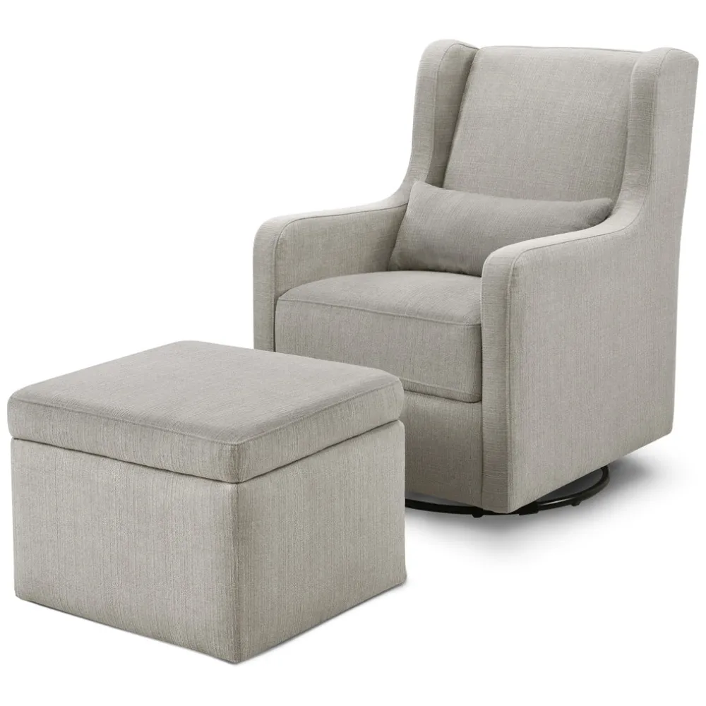Adrian Swivel Glider With Storage Ottoman
