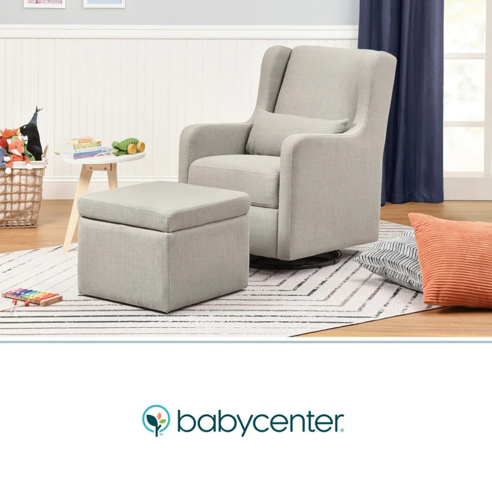 Adrian Swivel Glider With Storage Ottoman
