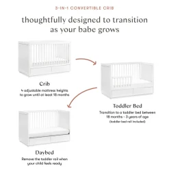 Bento 3-in-1 Convertible Storage Crib with Toddler Bed Conversion Kit