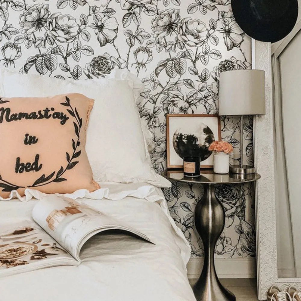 Black and White Floral Mural
