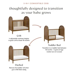Bondi 3-in-1 Convertible Crib with Toddler Bed Conversion Kit