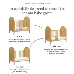 Bondi 3-in-1 Convertible Crib with Toddler Bed Conversion Kit