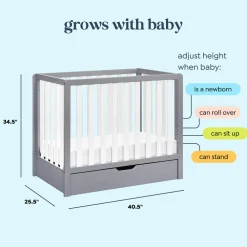 Colby 4-in-1 Convertible Mini Crib with Trundle