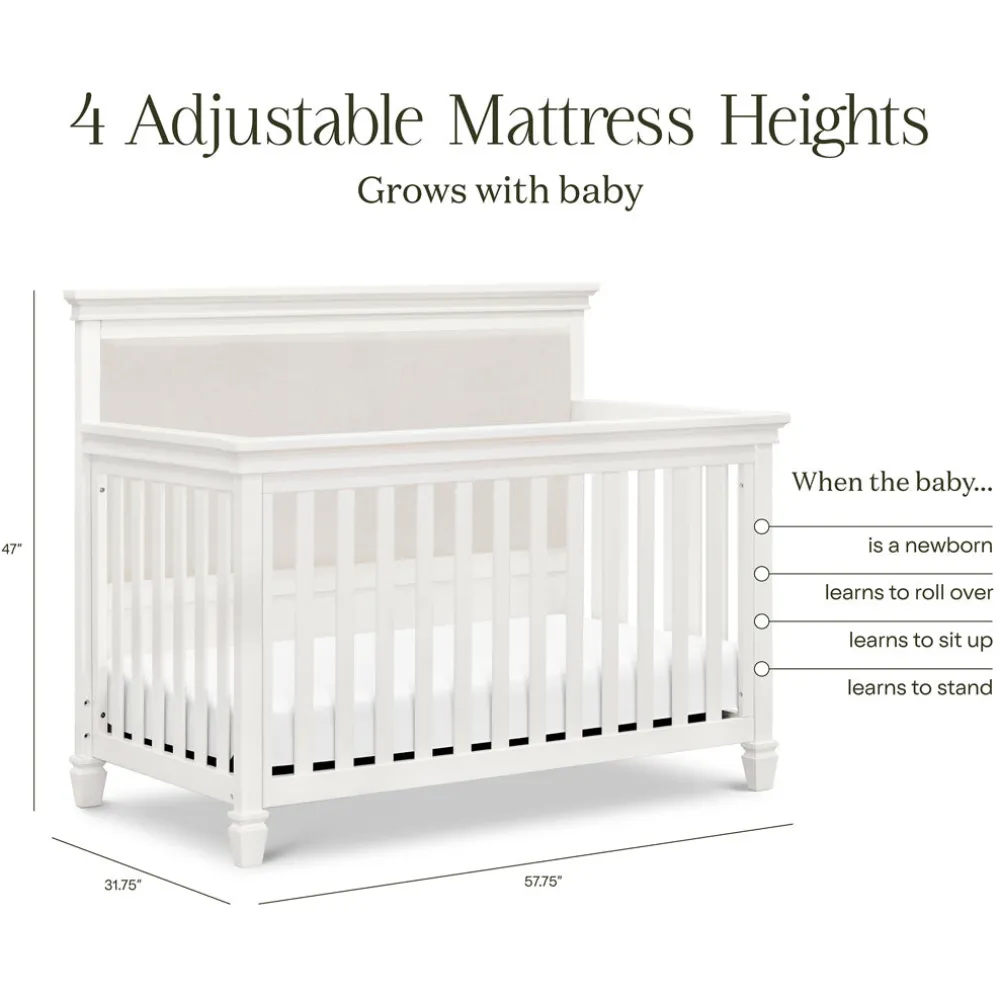 Darlington 4-in-1 Convertible Crib in Warm White