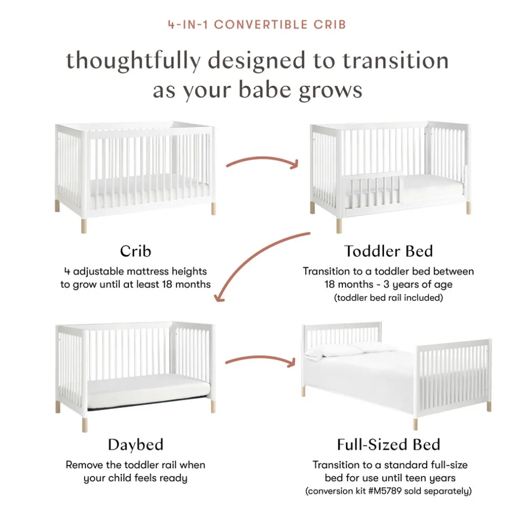 Gelato 4-in-1 Convertible Crib with Toddler Bed Conversion Kit