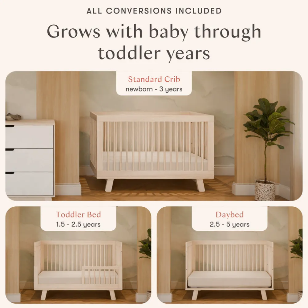 Hudson 3-in-1 Convertible Crib + Toddler Rail