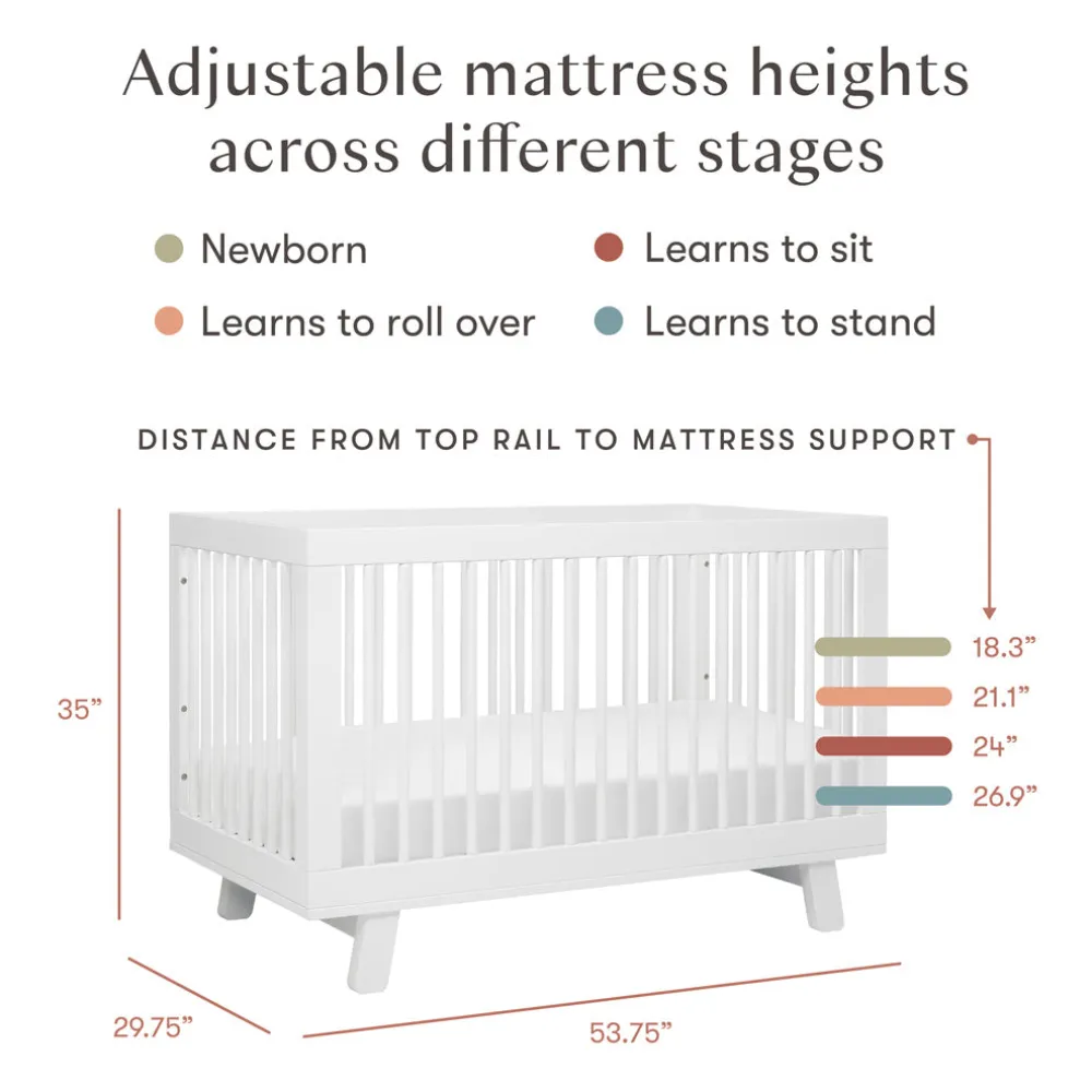 Hudson 3-in-1 Convertible Crib + Toddler Rail