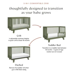 Hudson 3-in-1 Convertible Crib + Toddler Rail