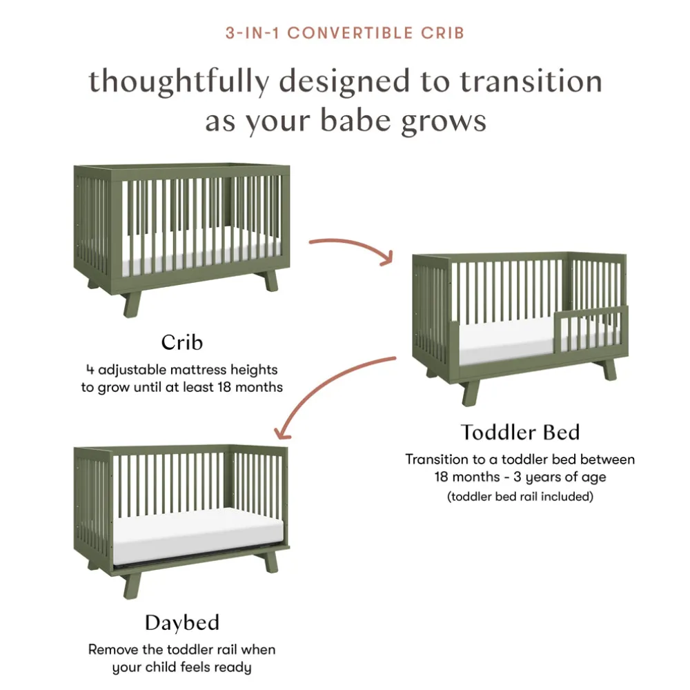 Hudson 3-in-1 Convertible Crib + Toddler Rail