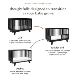 Hudson 3-in-1 Convertible Crib + Toddler Rail