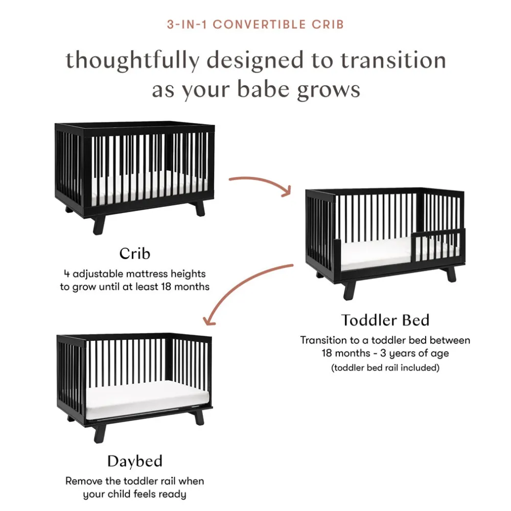 Hudson 3-in-1 Convertible Crib + Toddler Rail