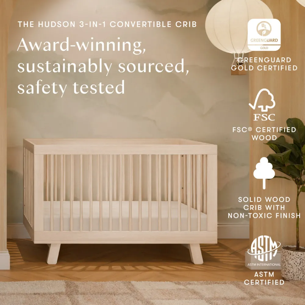 Hudson 3-in-1 Convertible Crib + Toddler Rail