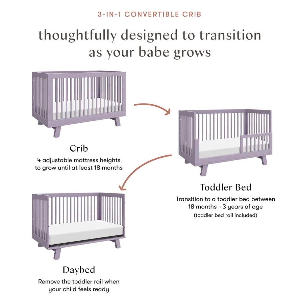 Hudson 3-in-1 Convertible Crib + Toddler Rail