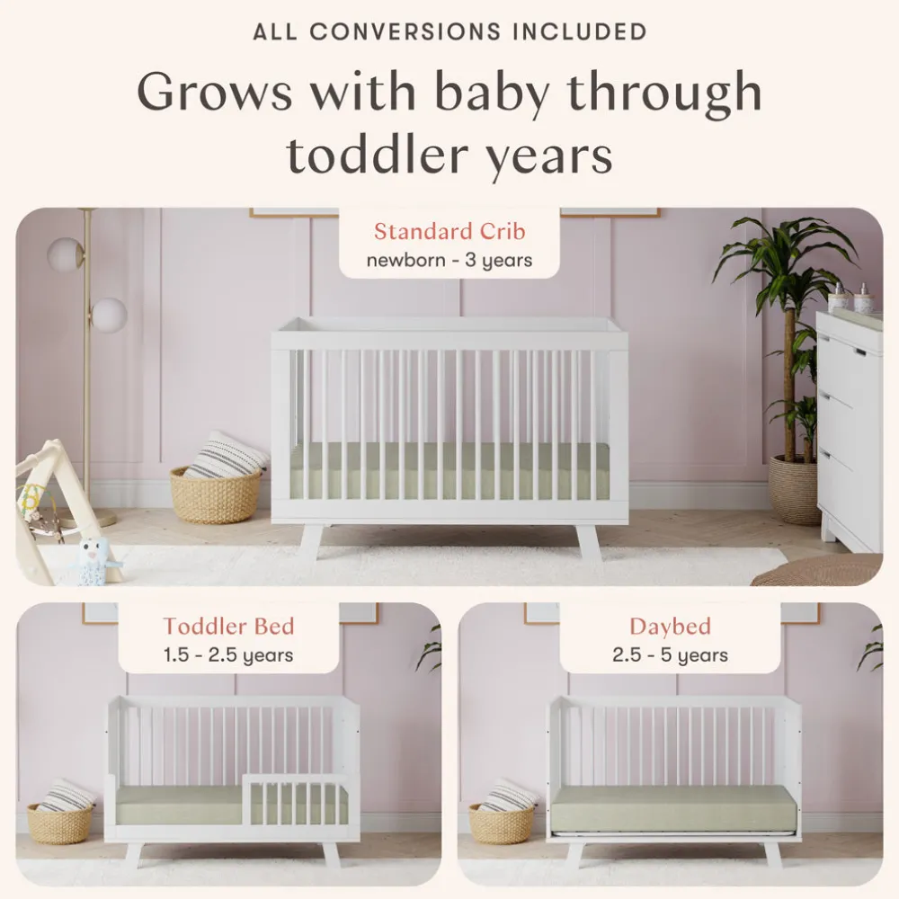 Hudson 3-in-1 Convertible Crib + Toddler Rail