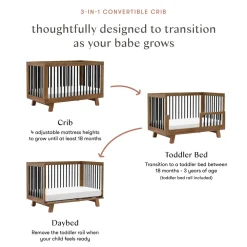 Hudson 3-in-1 Convertible Crib + Toddler Rail
