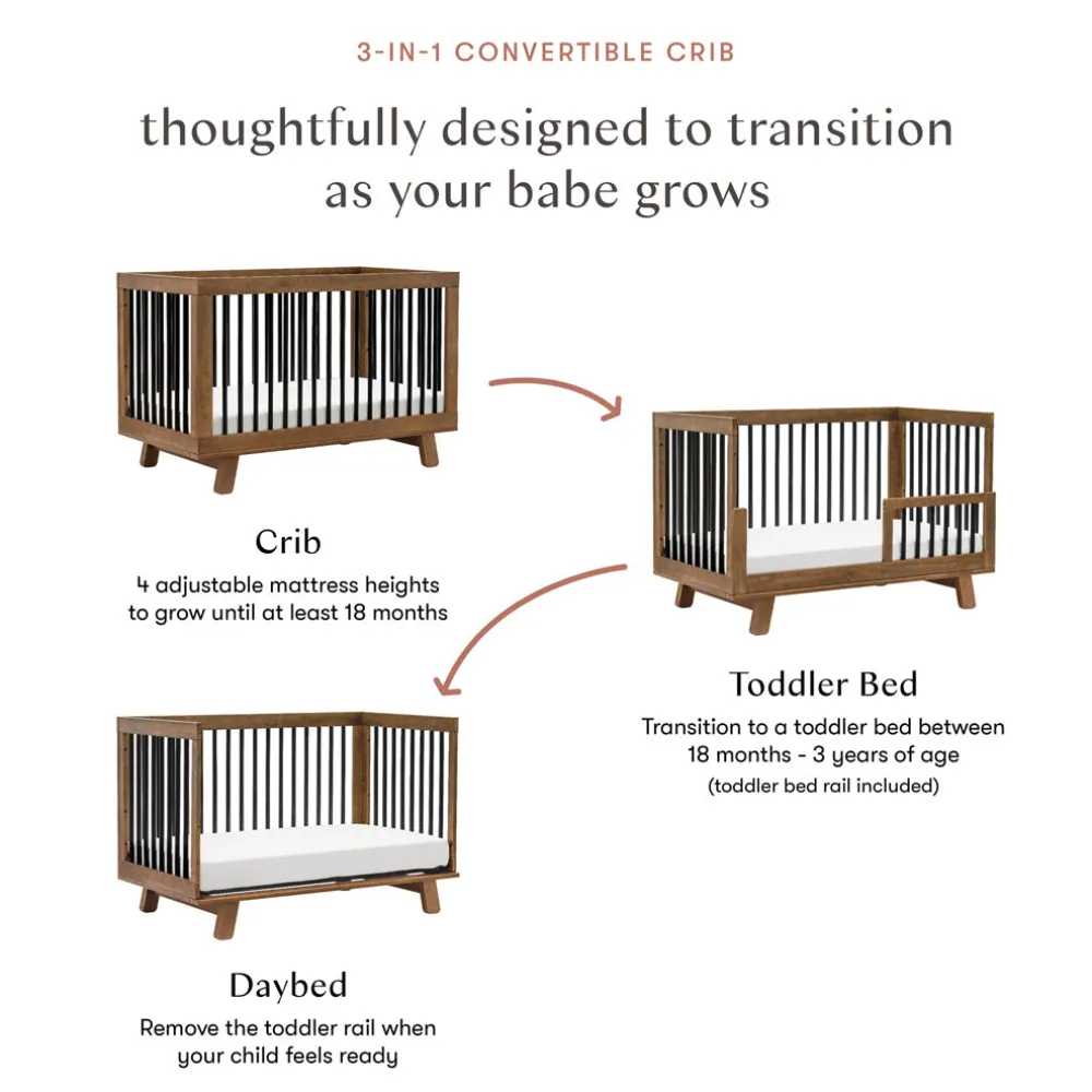 Hudson 3-in-1 Convertible Crib + Toddler Rail