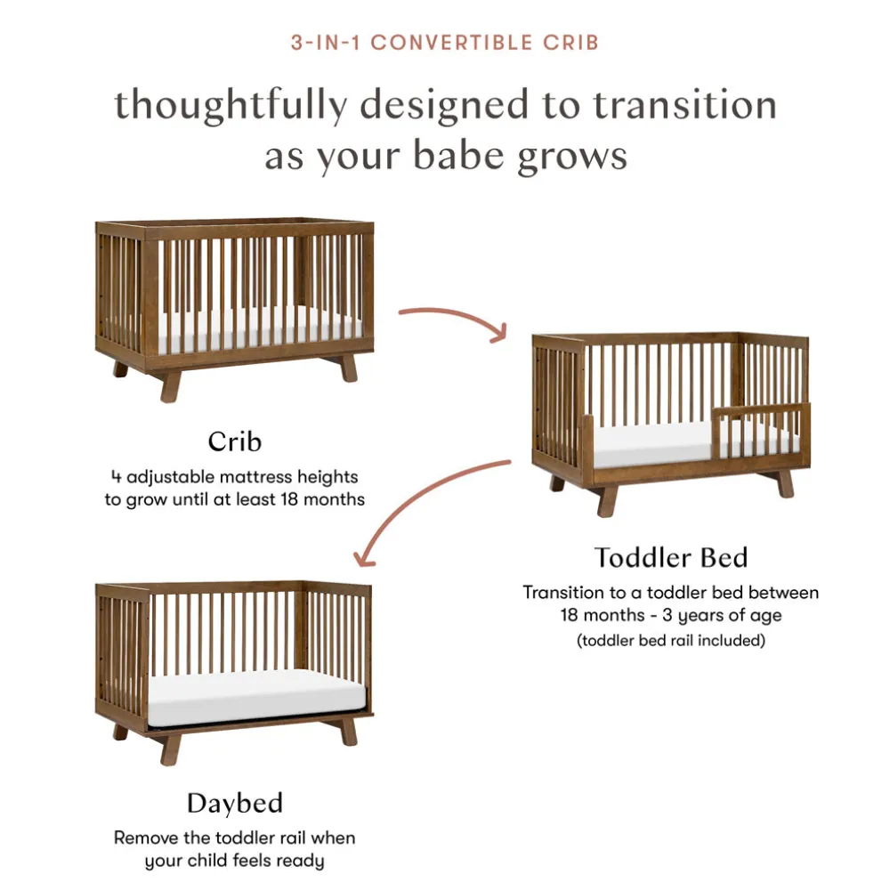 Hudson 3-in-1 Convertible Crib + Toddler Rail