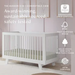 Hudson 3-in-1 Convertible Crib + Toddler Rail