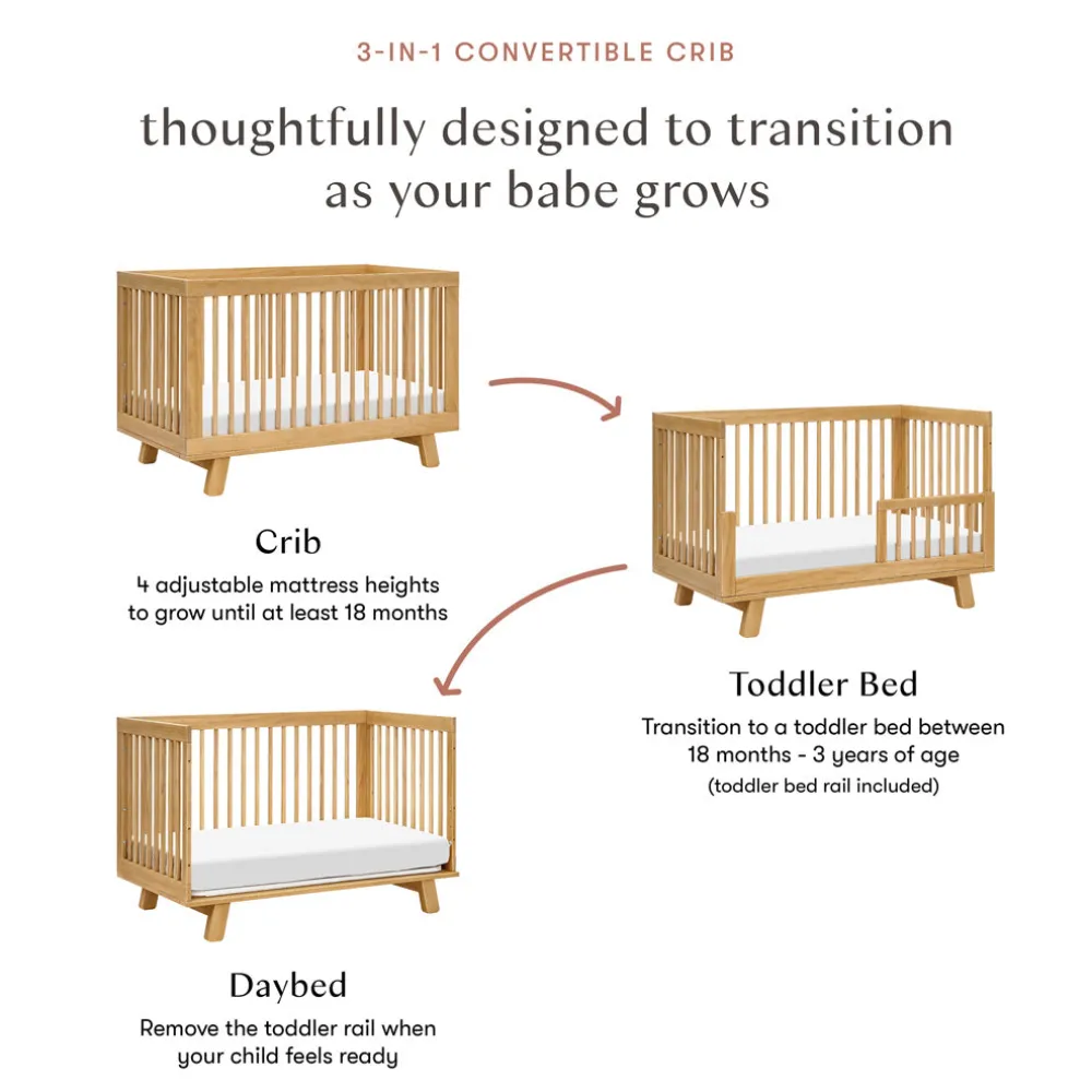 Hudson 3-in-1 Convertible Crib + Toddler Rail