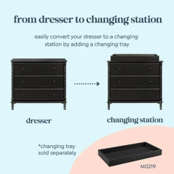 Jenny Lind Spindle 3-Drawer Dresser