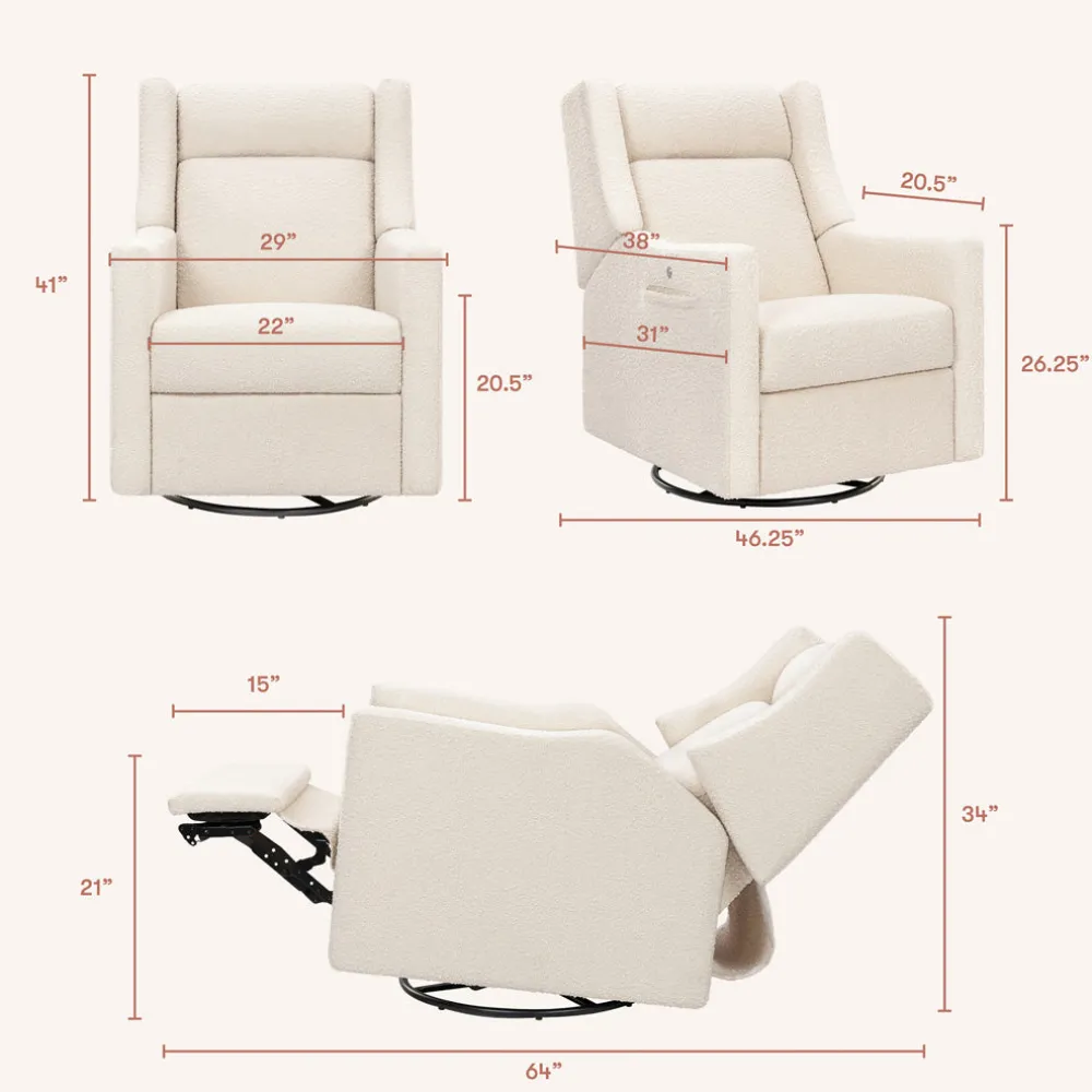 Kiwi Deluxe Power Recliner and Swivel Glider with Heat and Massage