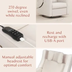 Kiwi Deluxe Power Recliner and Swivel Glider with Heat and Massage