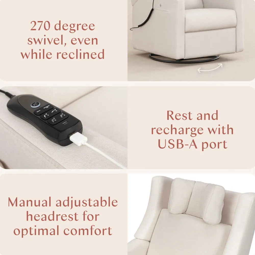 Kiwi Deluxe Power Recliner and Swivel Glider with Heat and Massage