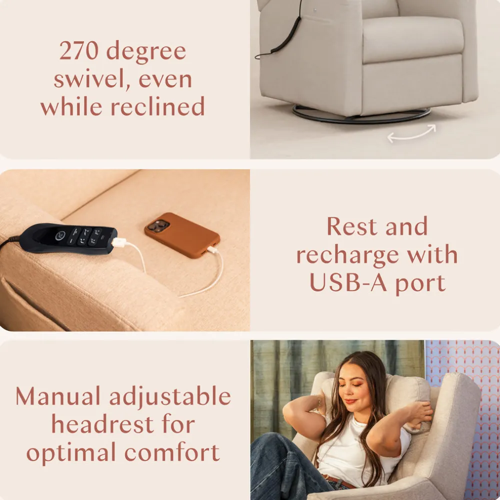 Kiwi Deluxe Power Recliner and Swivel Glider with Heat and Massage