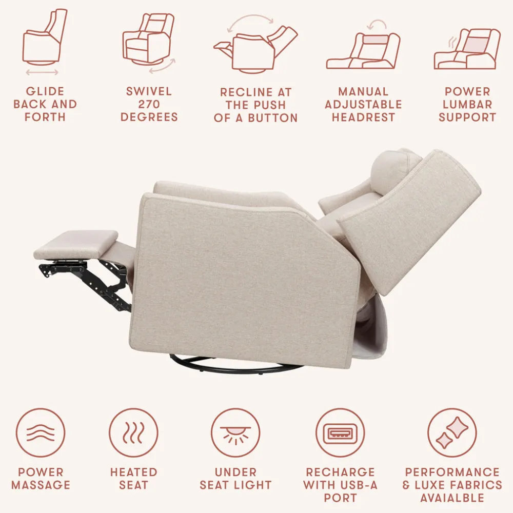 Kiwi Deluxe Power Recliner and Swivel Glider with Heat and Massage