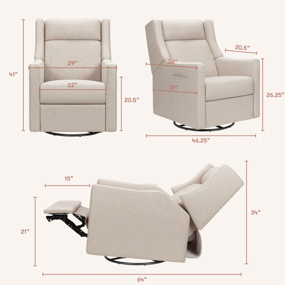 Kiwi Deluxe Power Recliner and Swivel Glider with Heat and Massage