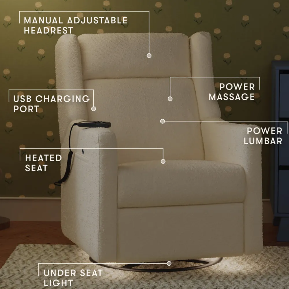 Kiwi Deluxe Power Recliner and Swivel Glider with Heat and Massage
