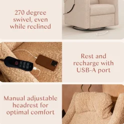 Kiwi Deluxe Power Recliner and Swivel Glider with Heat and Massage