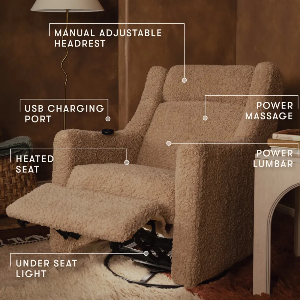 Kiwi Deluxe Power Recliner and Swivel Glider with Heat and Massage