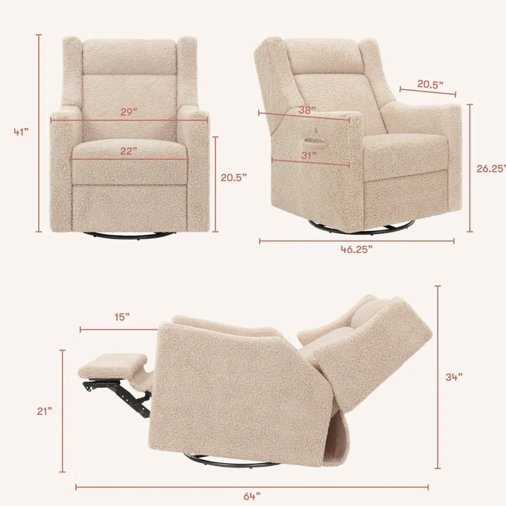 Kiwi Deluxe Power Recliner and Swivel Glider with Heat and Massage