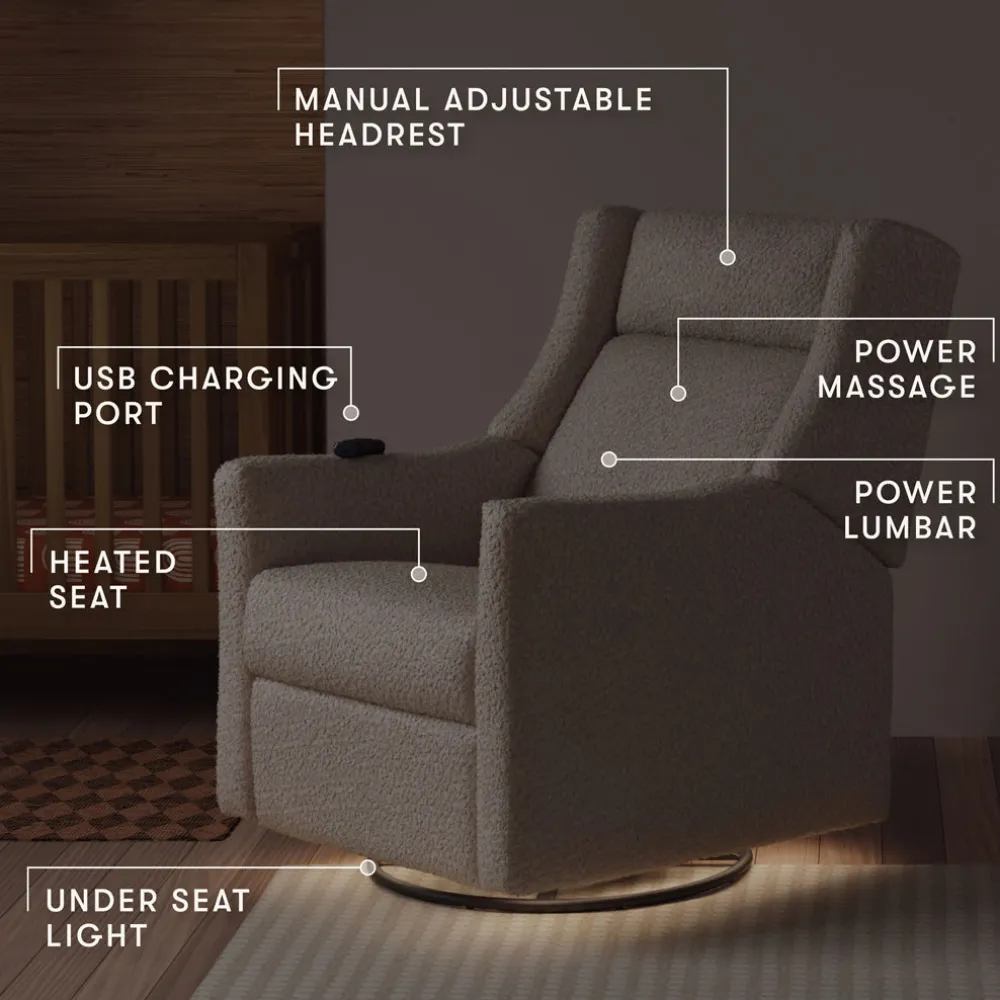 Kiwi Deluxe Power Recliner and Swivel Glider with Heat and Massage