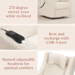 Kiwi Deluxe Power Recliner and Swivel Glider with Heat and Massage