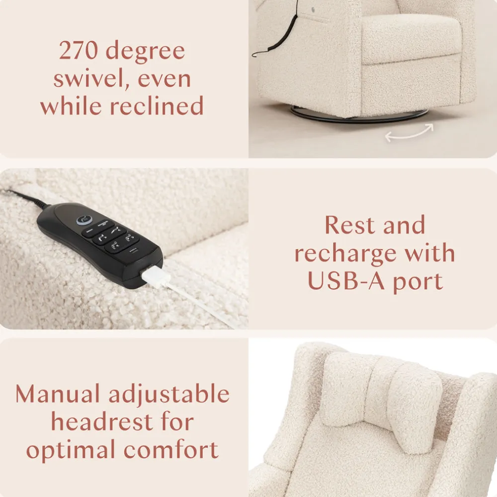 Kiwi Deluxe Power Recliner and Swivel Glider with Heat and Massage