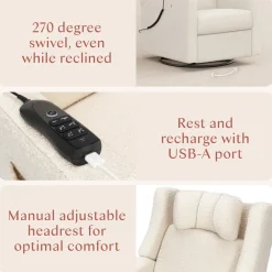 Kiwi Deluxe Power Recliner and Swivel Glider with Heat and Massage
