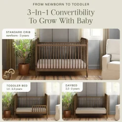Liberty 3-in-1 Convertible Spindle Crib + Toddler Bed Conversion Kit