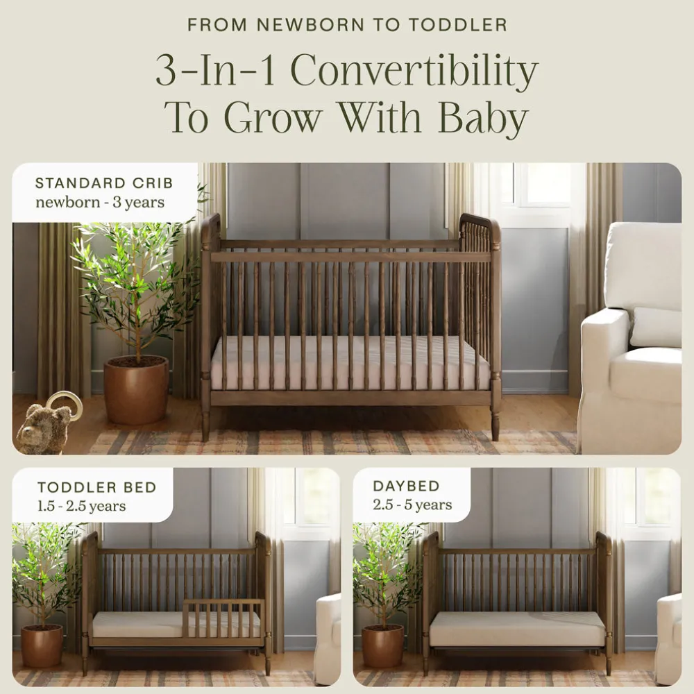 Liberty 3-in-1 Convertible Spindle Crib + Toddler Bed Conversion Kit
