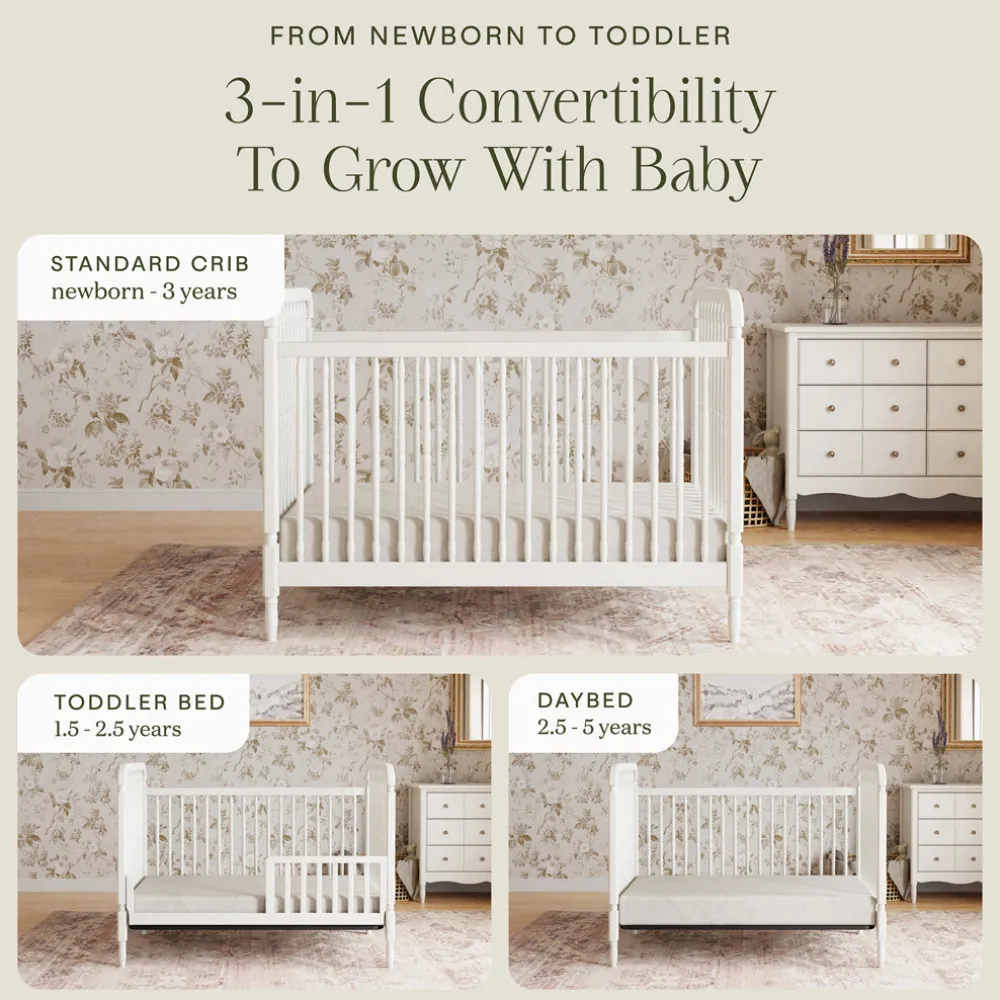 Liberty 3-in-1 Convertible Spindle Crib + Toddler Bed Conversion Kit