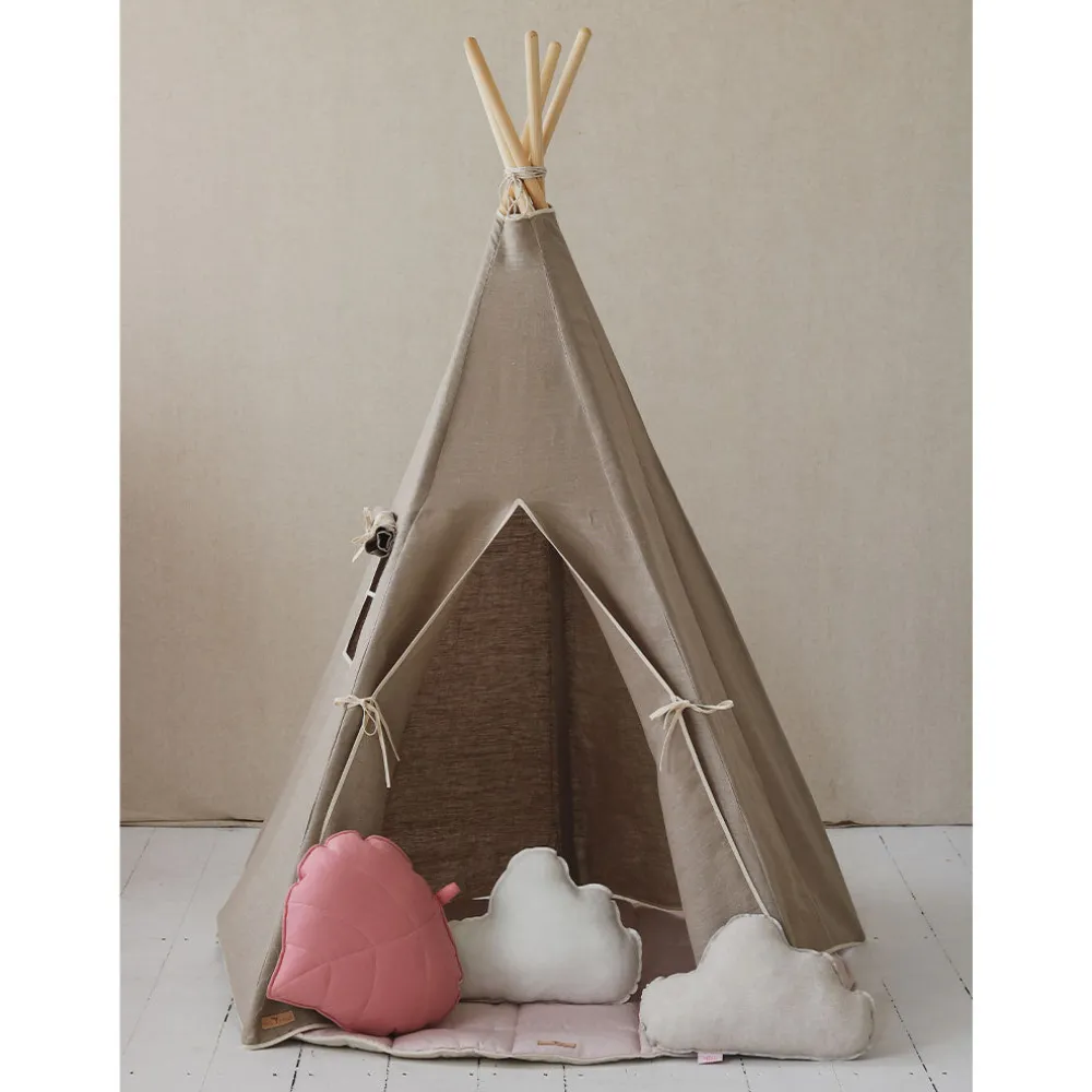 Linen Teepee Tent and Mat Set
