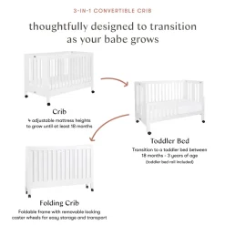 Maki Portable Folding Crib + Conversion Kit