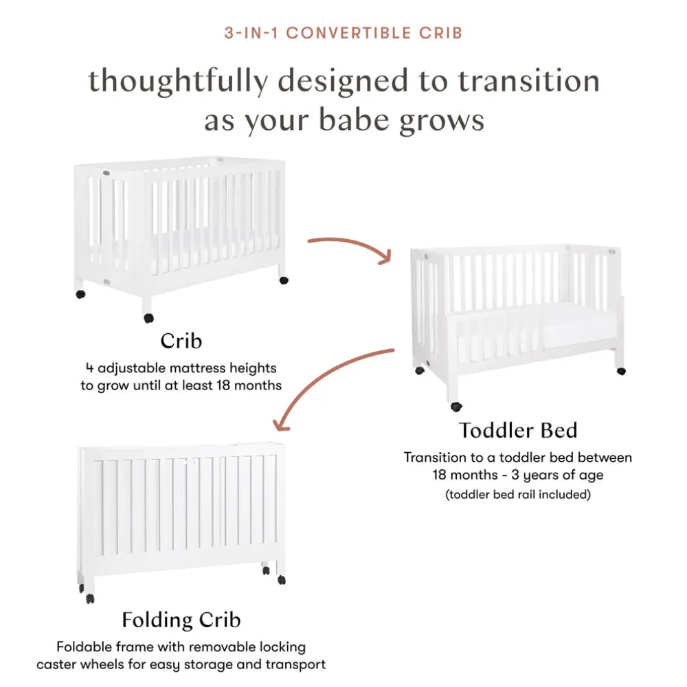 Maki Portable Folding Crib + Conversion Kit