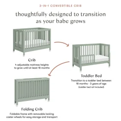 Maki Portable Folding Crib + Conversion Kit