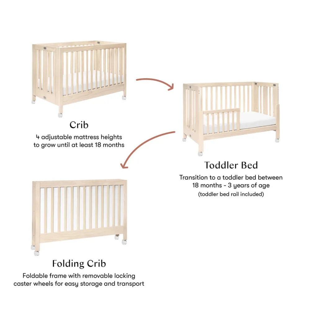 Maki Portable Folding Crib + Conversion Kit