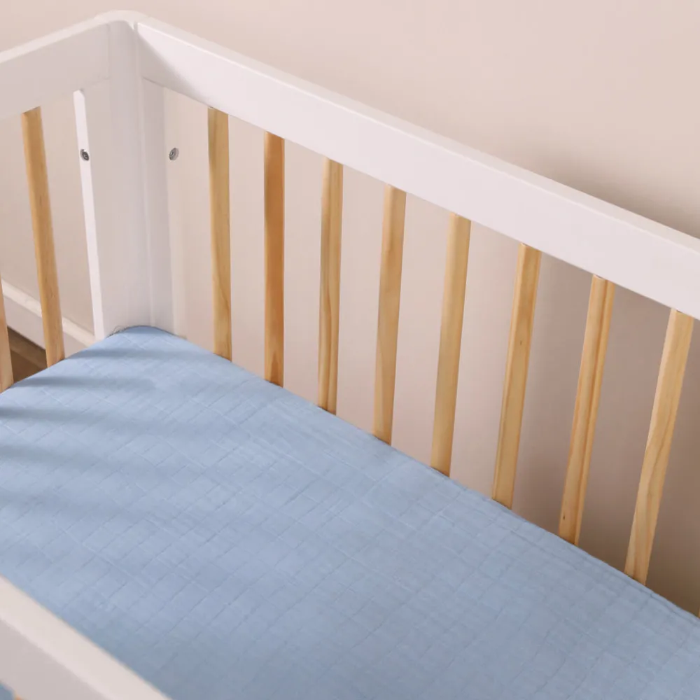 Mini Crib Sheet In GOTS Certified Organic Muslin Cotton