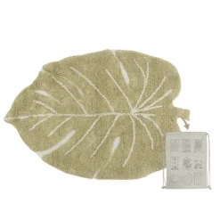Mini Monstera Washable Rug in Olive